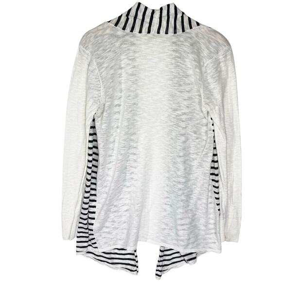 LILLA P Women’s White and Black Striped Open Front Cotton Cardigan med. - Picture 4 of 4